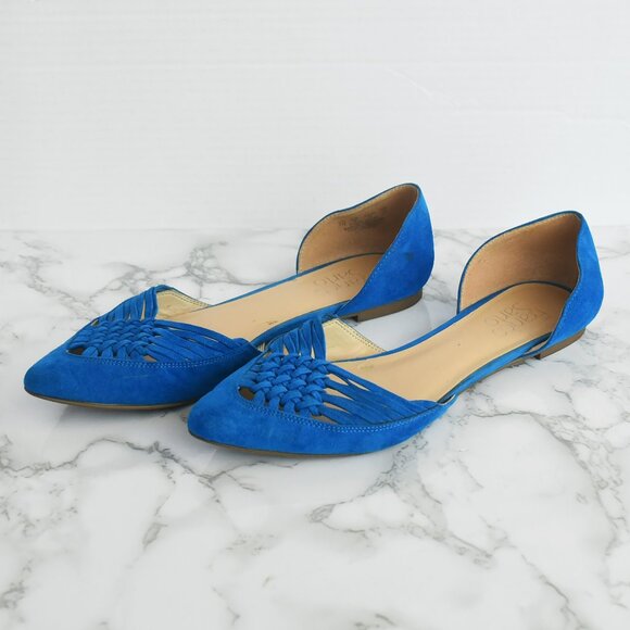 Franco Sarto Braided Pointy Toe Flats Cabalt Blue Suede Size 7 M - Picture 5 of 7